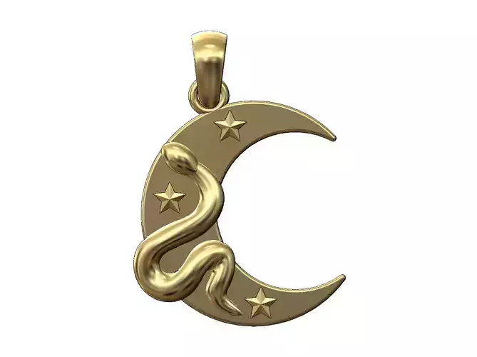 Snake moon and stars pendant with bail