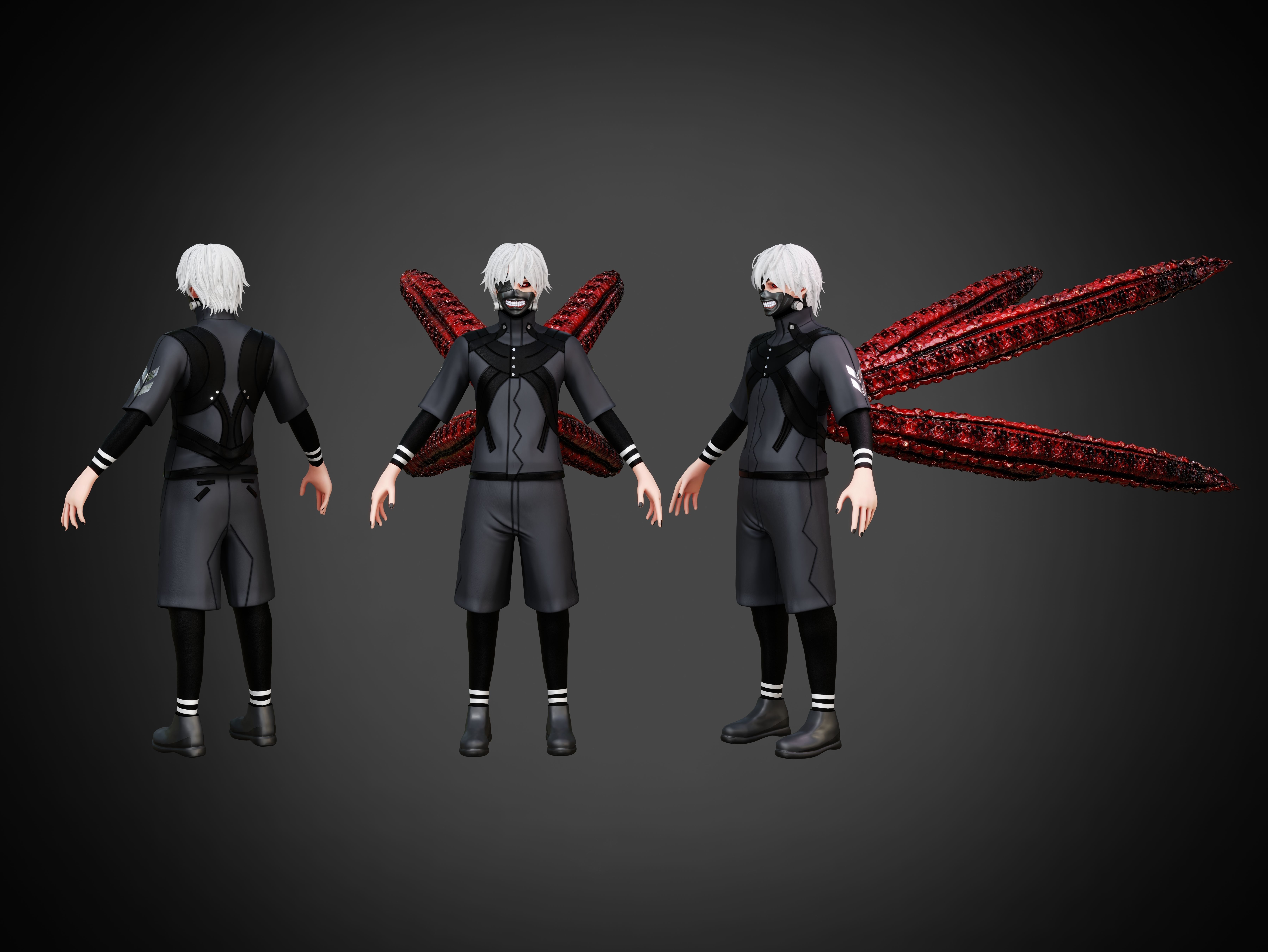 Ken Kaneki Low-poly 3D model_3