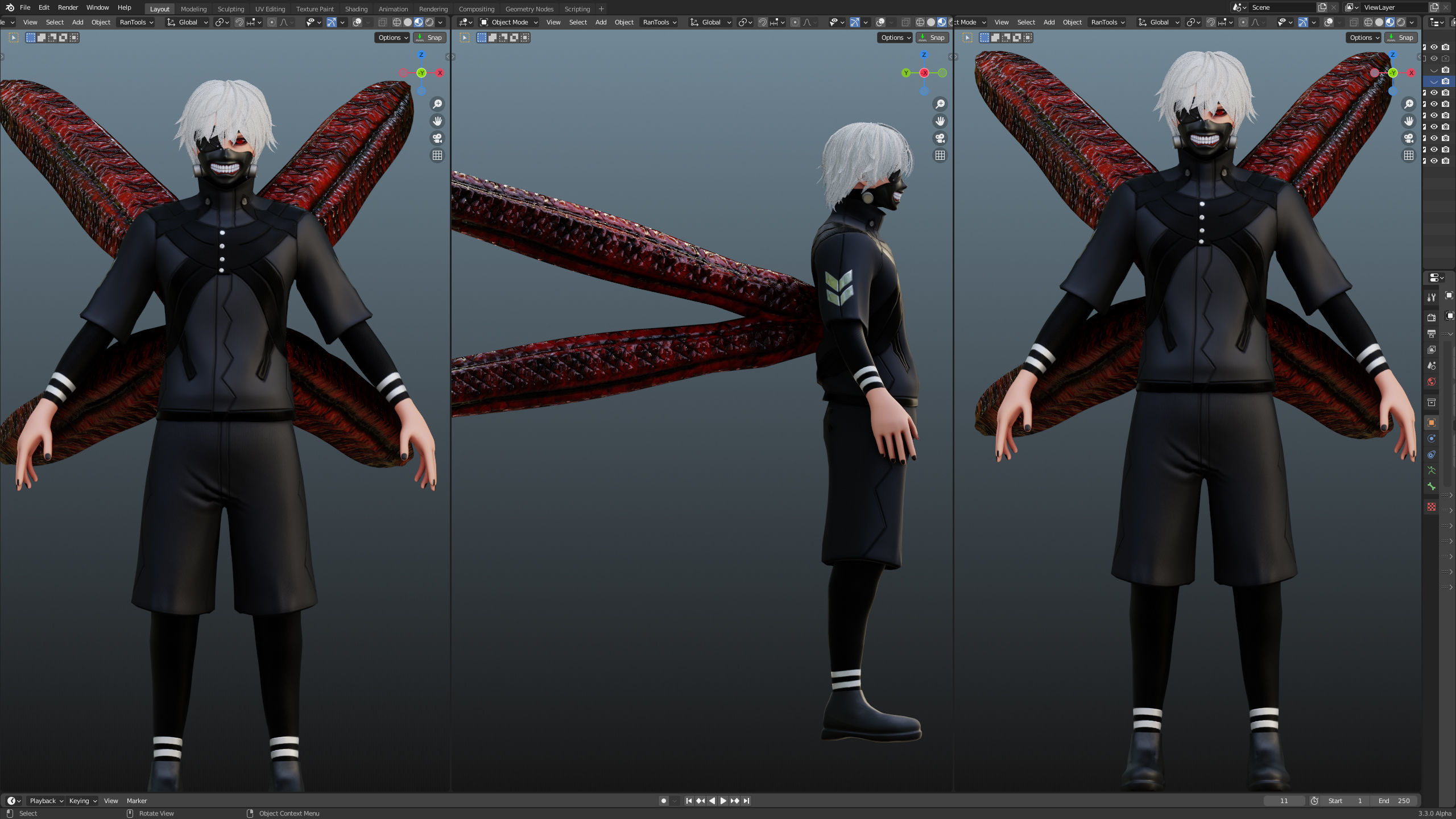 Ken Kaneki Low-poly 3D model_6