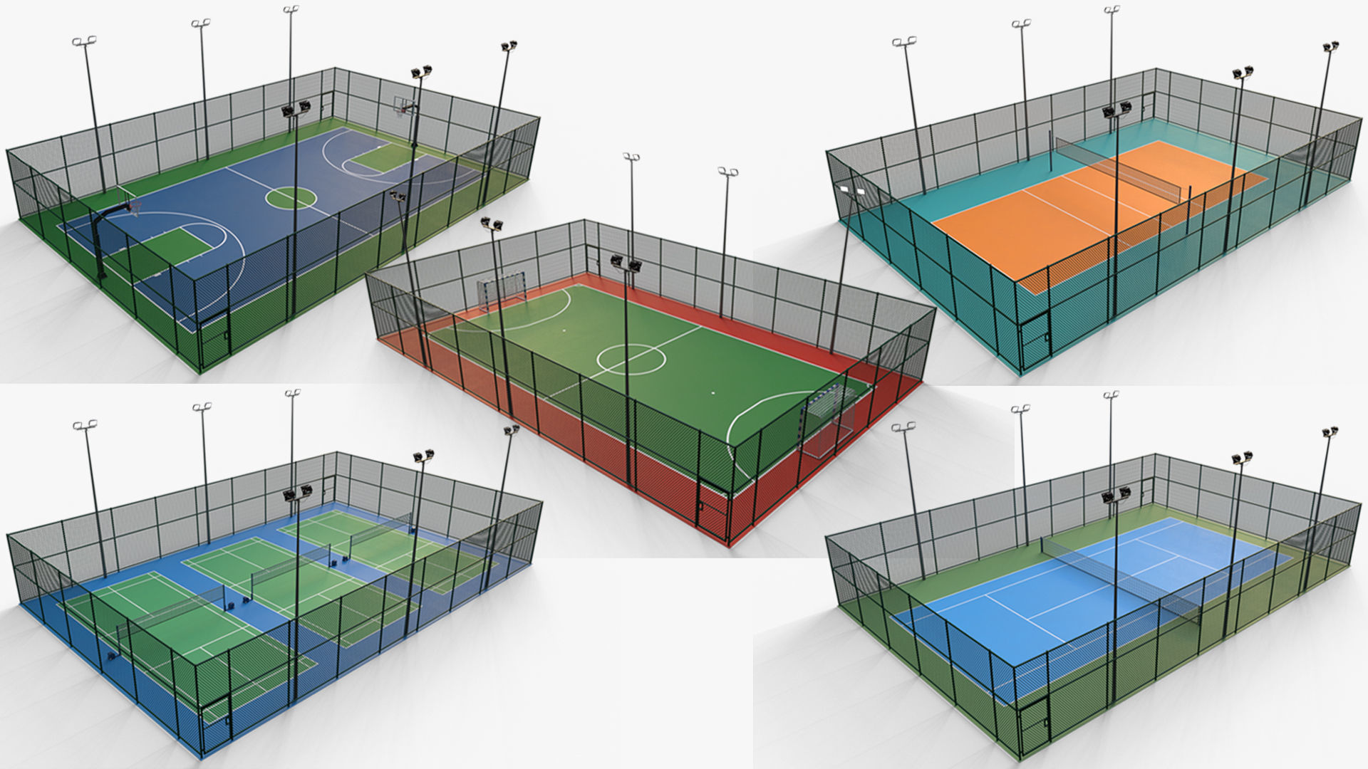 PBR Multi Modular Sports Court - Mega Pack 3D Model Collection_18