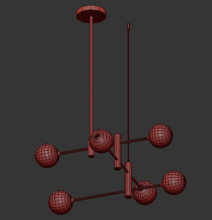 APENERA modern chandelier with brass and balls 3D model_2