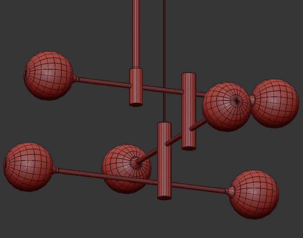 APENERA modern chandelier with brass and balls 3D model_3