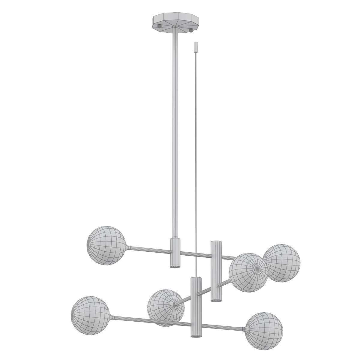 APENERA modern chandelier with brass and balls 3D model_4