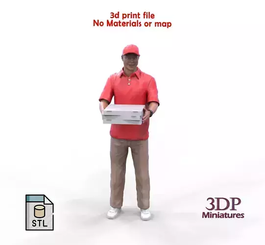 Pizza delivery with box or construction worker 3D print model