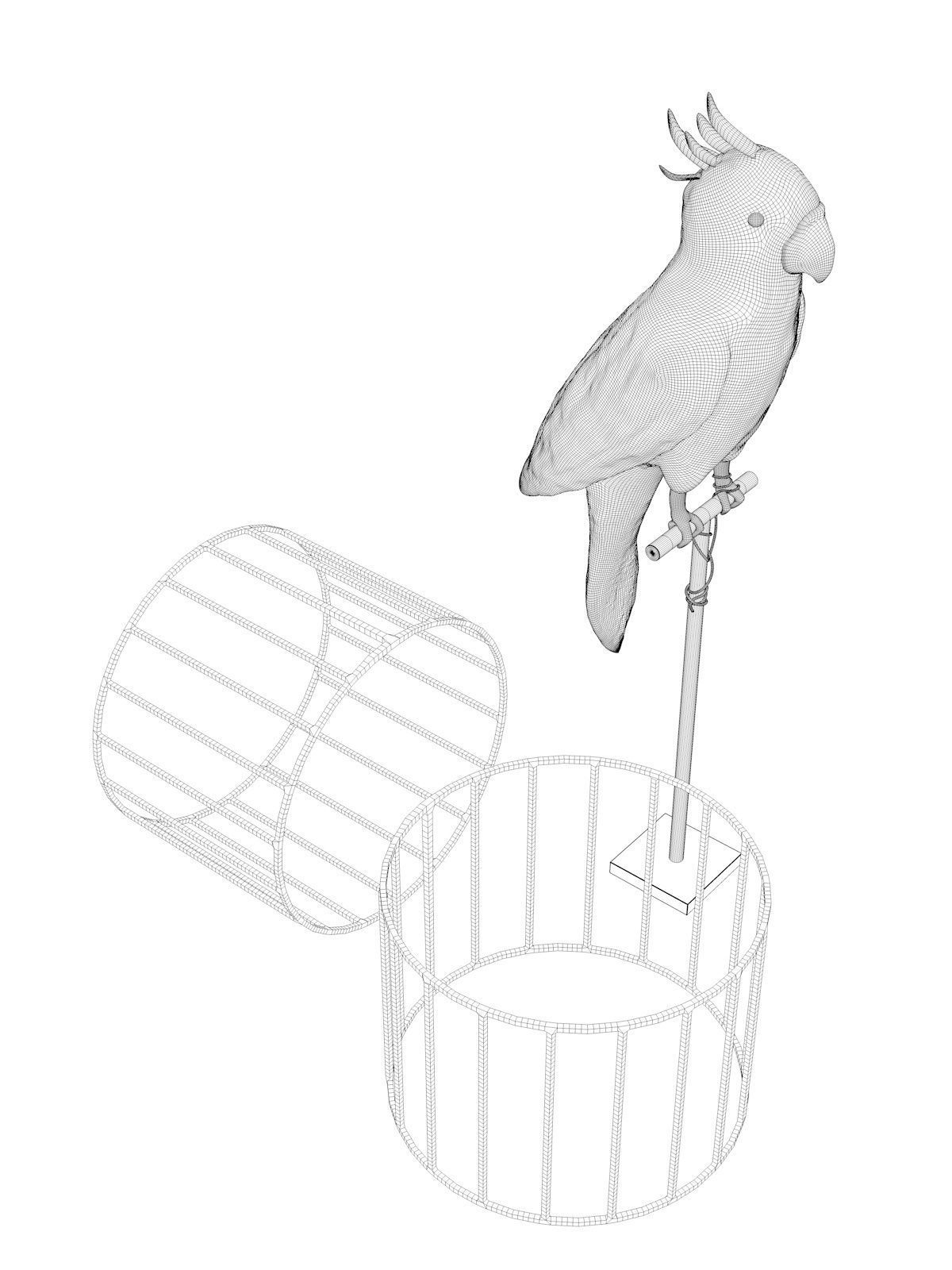 Decorative Parrot Stand 3D model_4