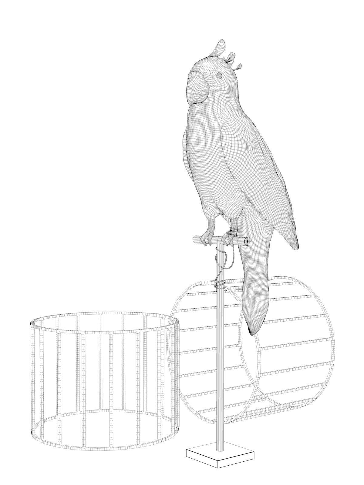 Decorative Parrot Stand 3D model_3