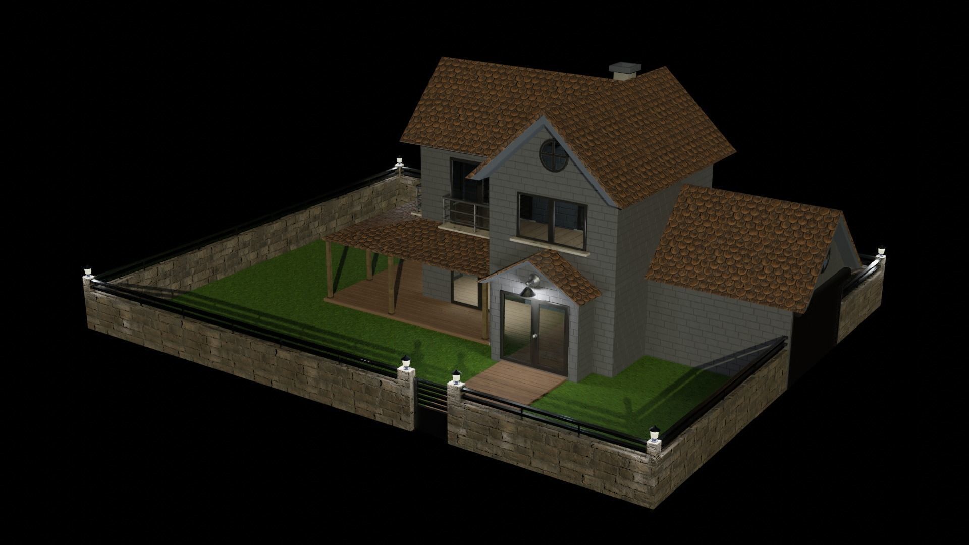 MODERN HOUSE PBR 3D MODEL lowpoly Low-poly 3D model_2