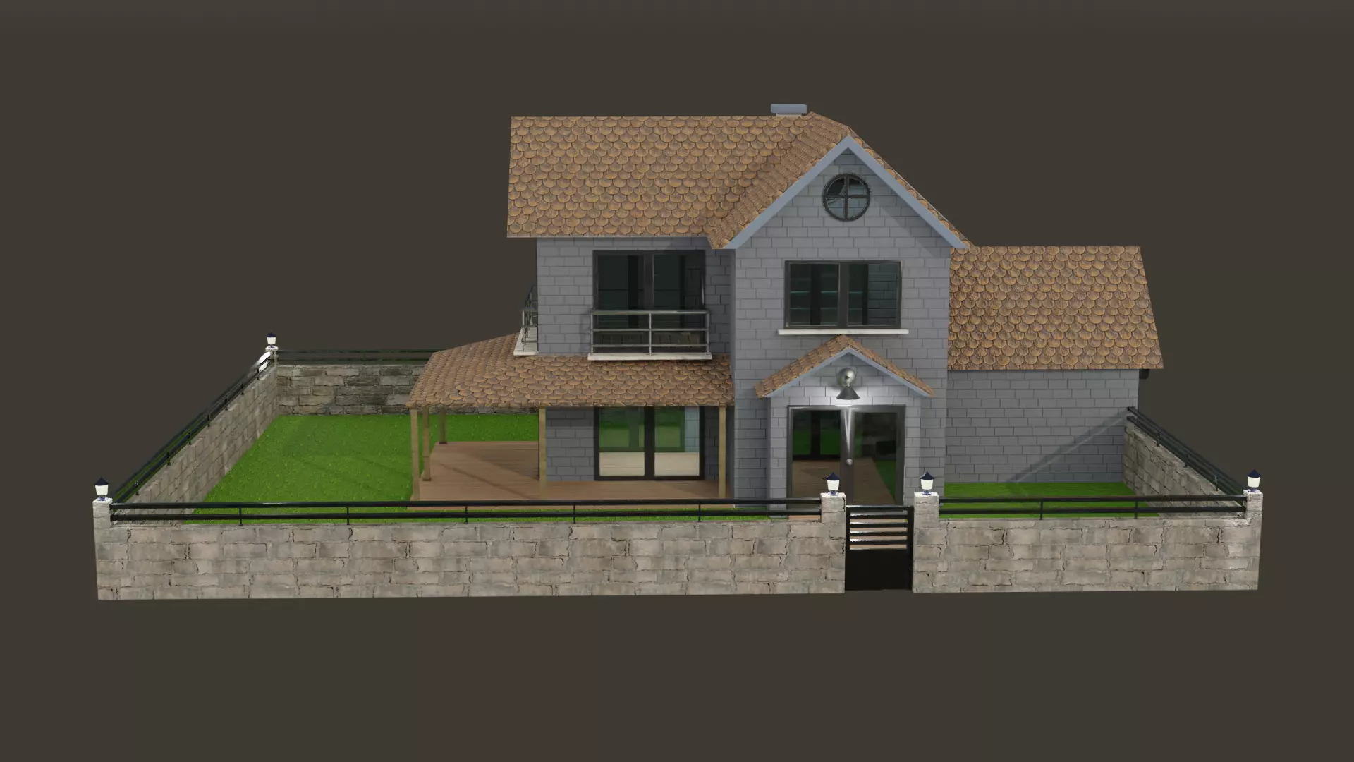 MODERN HOUSE PBR 3D MODEL lowpoly Low-poly 3D model_0