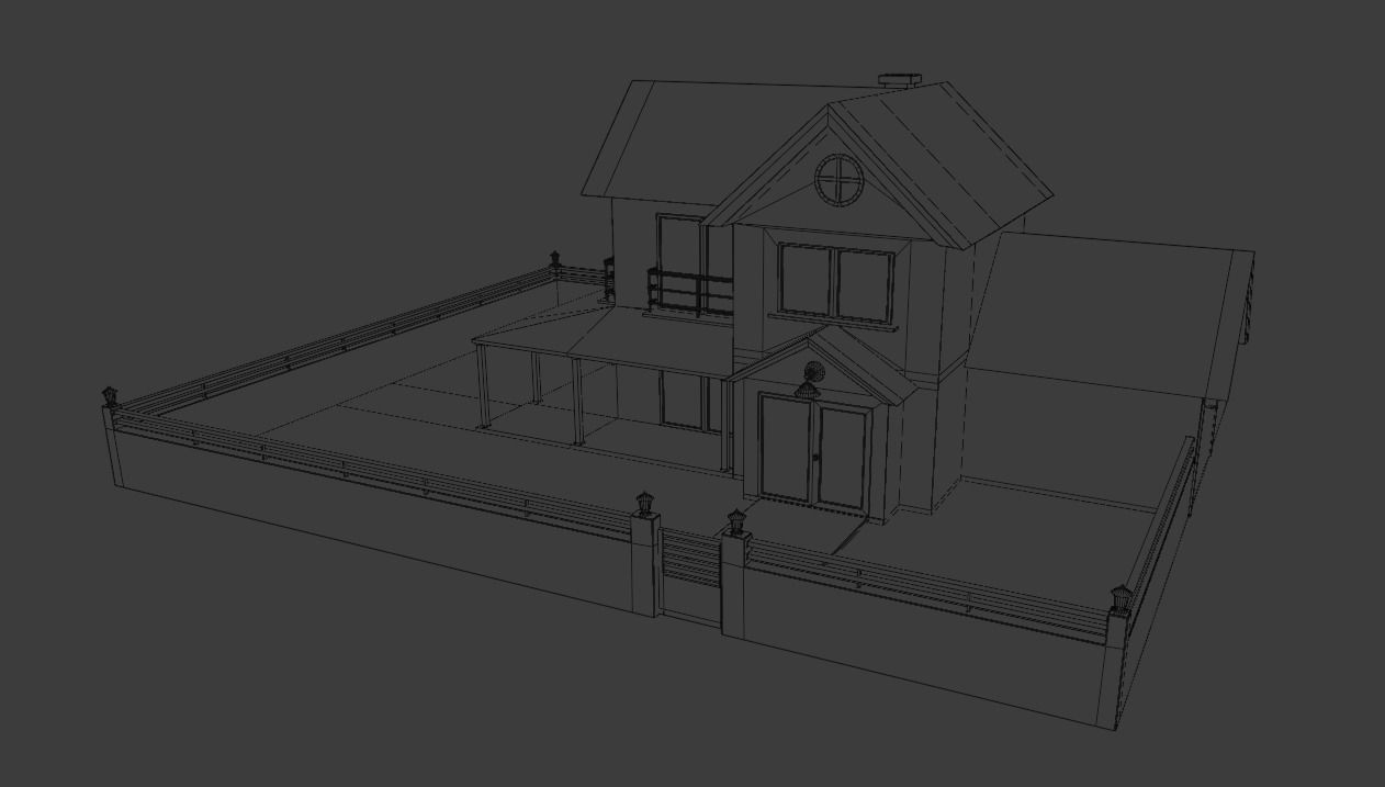 MODERN HOUSE PBR 3D MODEL lowpoly Low-poly 3D model_12