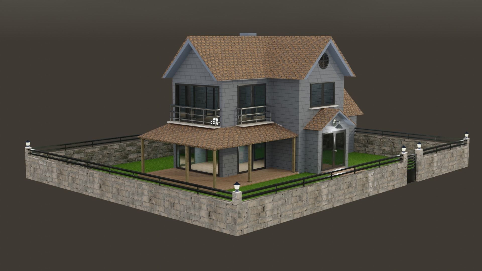 MODERN HOUSE PBR 3D MODEL lowpoly Low-poly 3D model_1