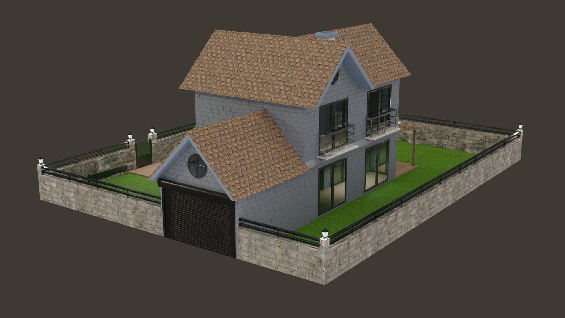 MODERN HOUSE PBR 3D MODEL lowpoly Low-poly 3D model_4
