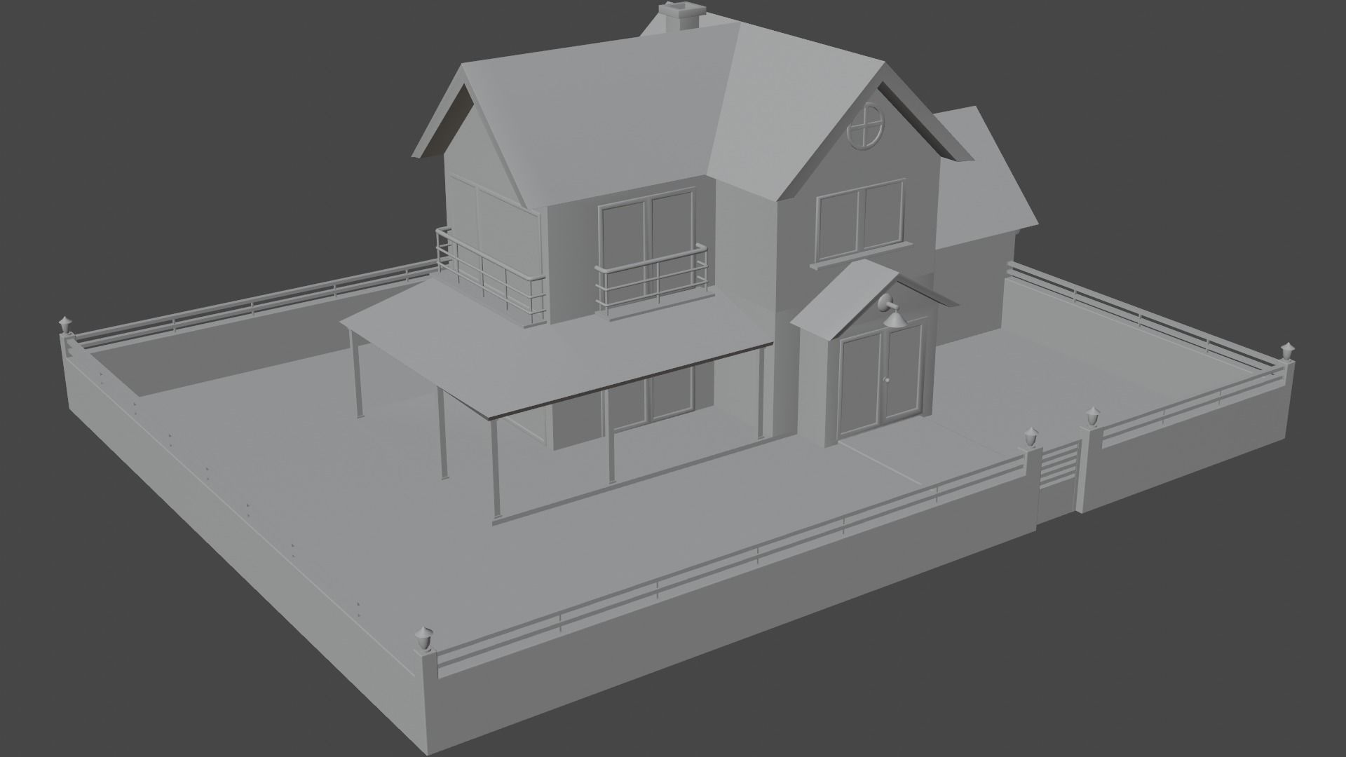 MODERN HOUSE PBR 3D MODEL lowpoly Low-poly 3D model_11