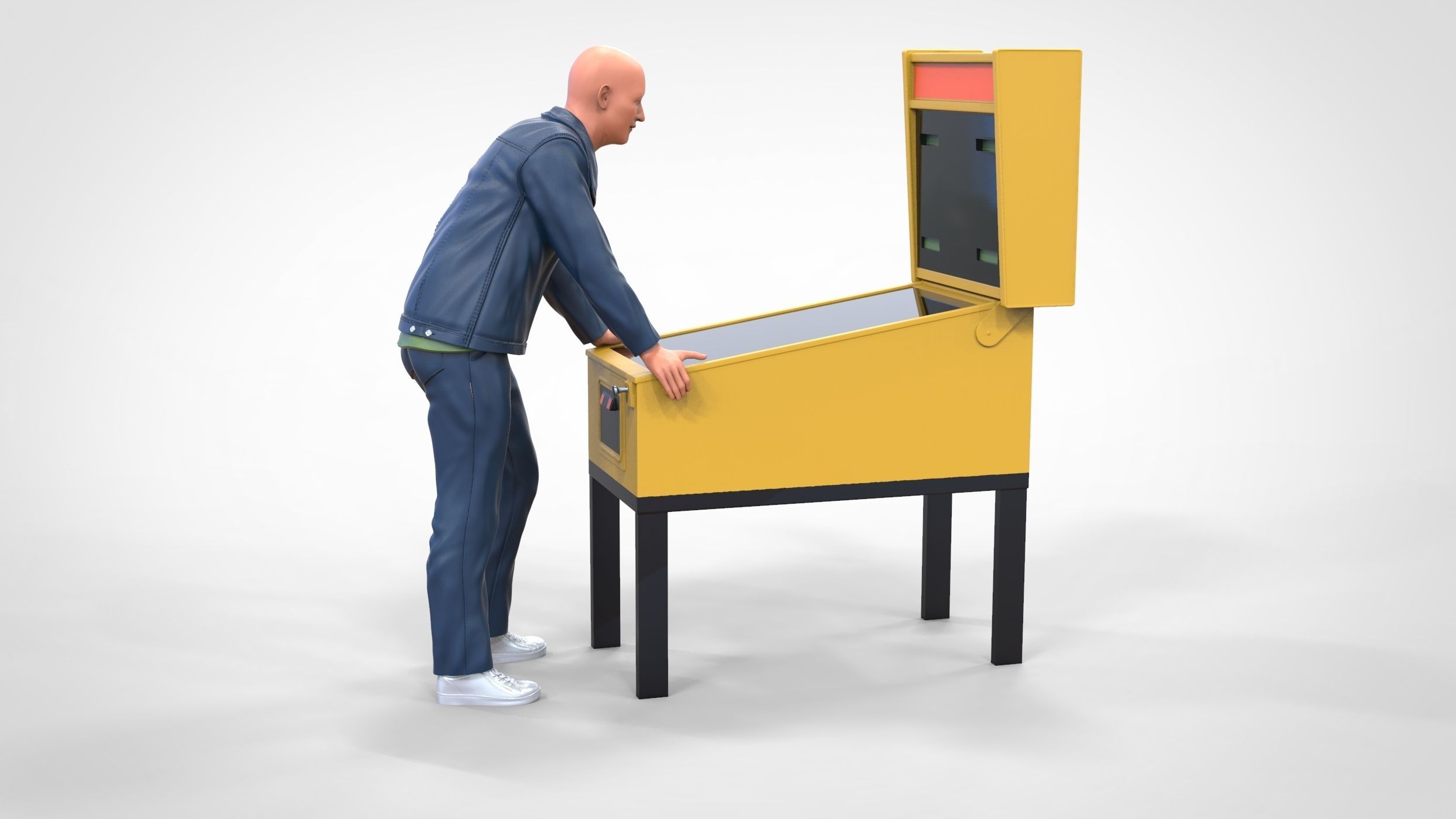 N3 Arcade Game man playing with Pinball Machine 3D model 3D printable ...