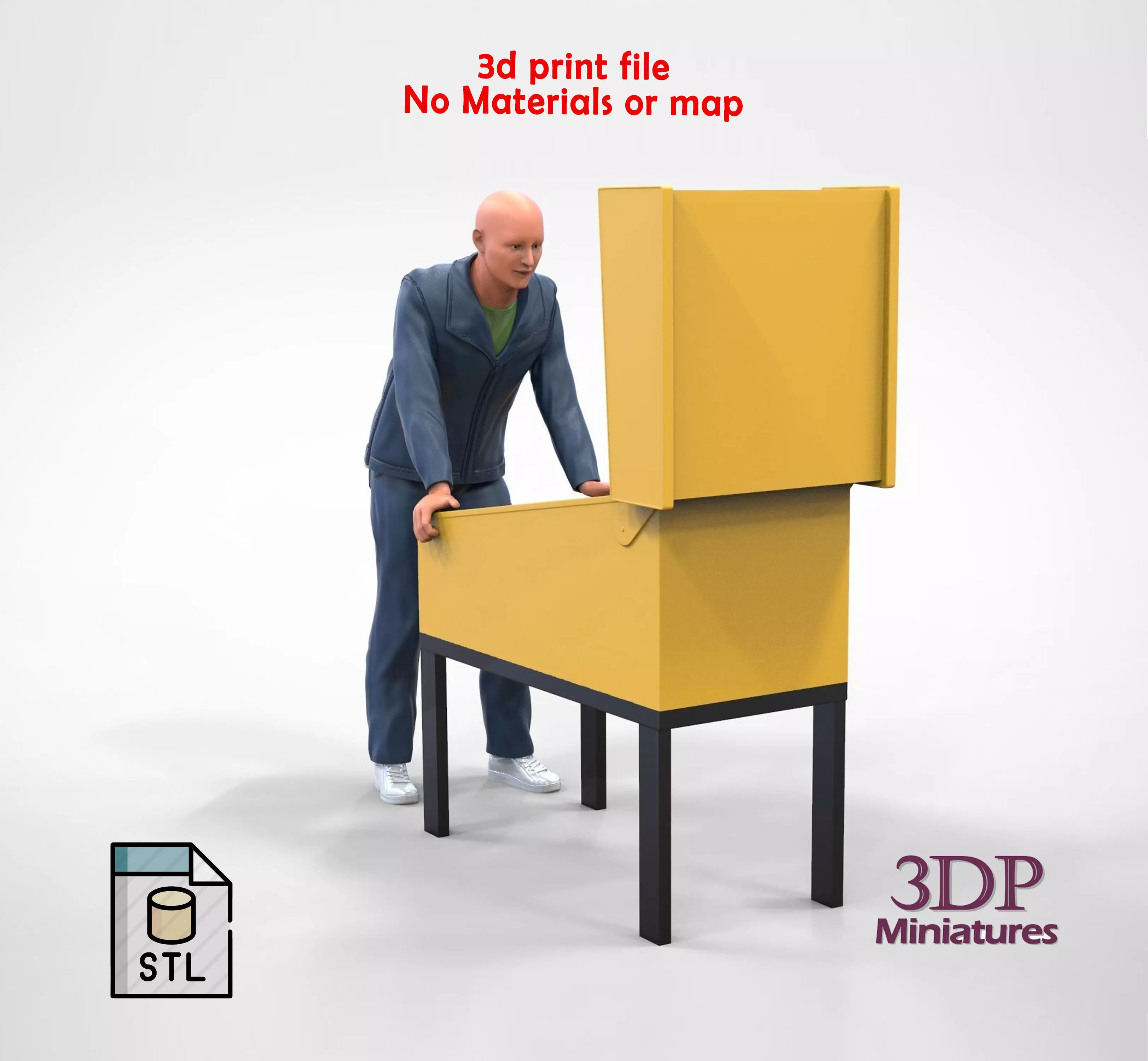 N3 Arcade Game man playing with Pinball Machine 3D print model