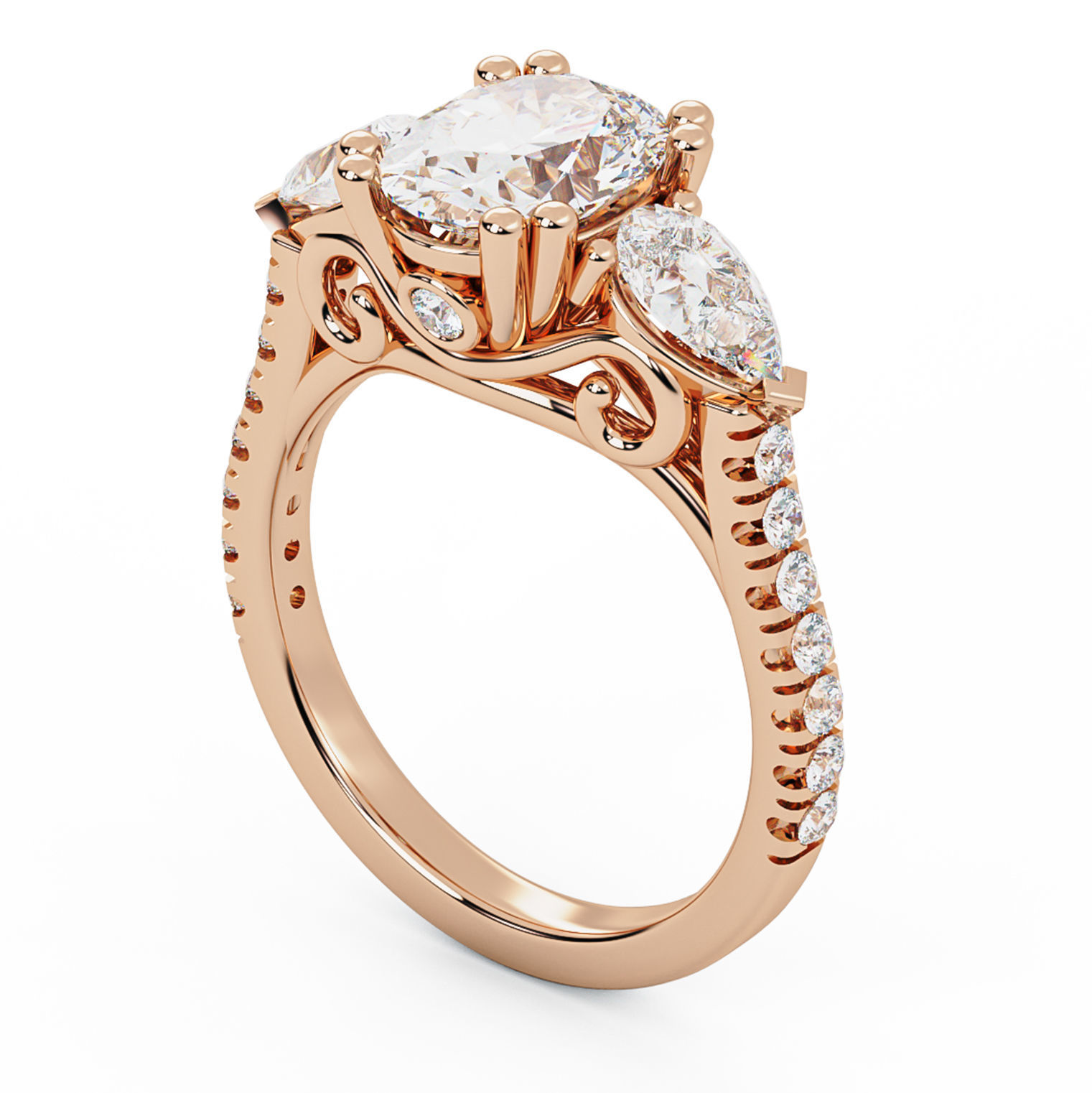 Diamond Ring 006 3D print model_6