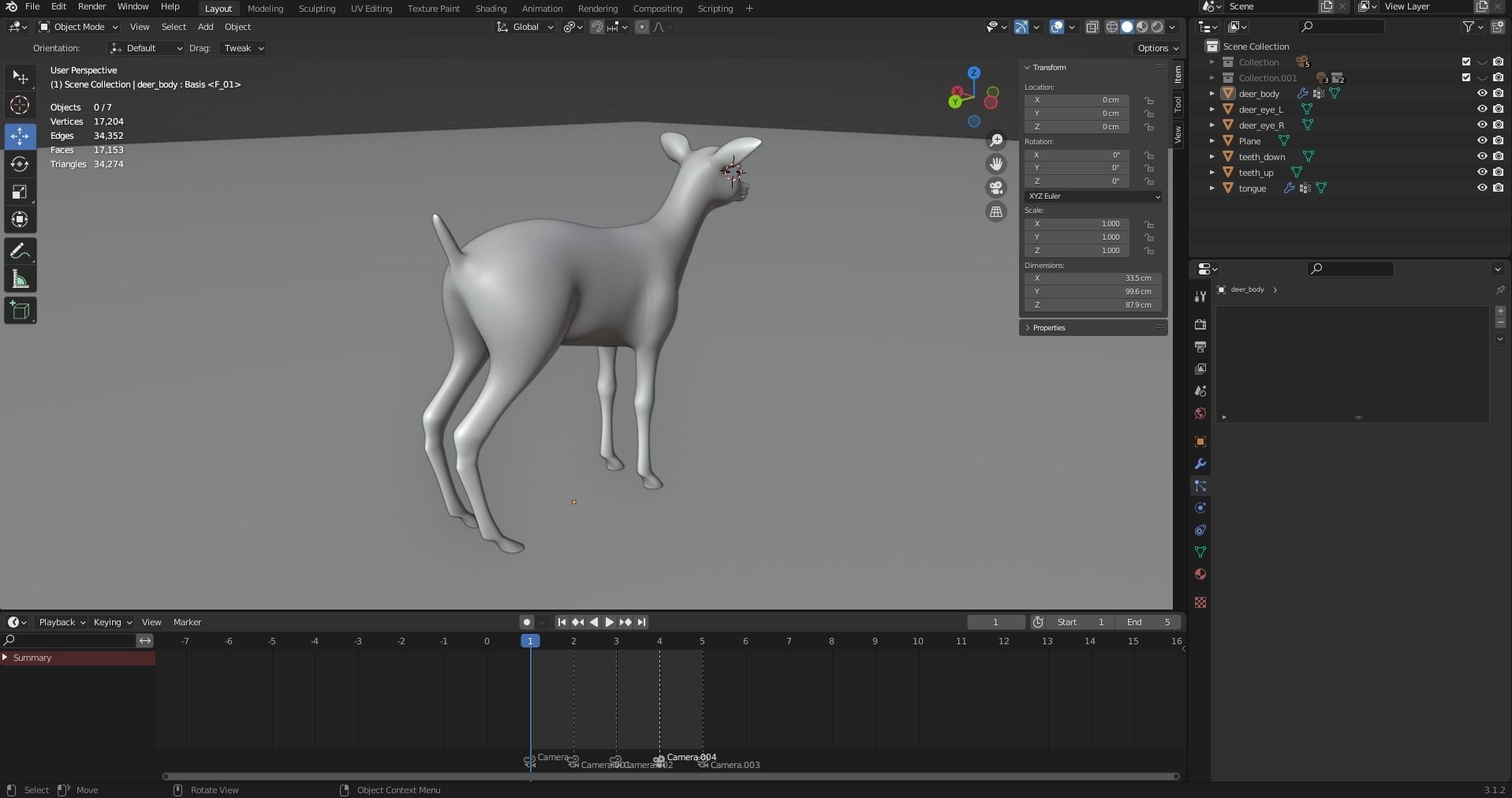 Fawn Deer Rigged and Animated Low-poly 3D model_13