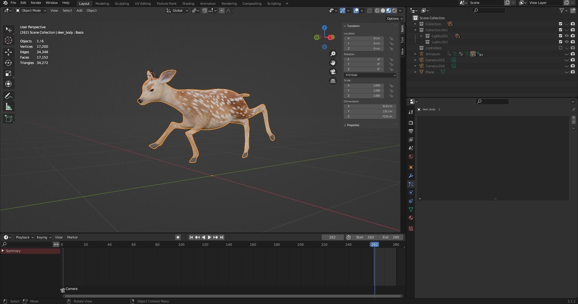 Fawn Deer Rigged and Animated Low-poly 3D model_19