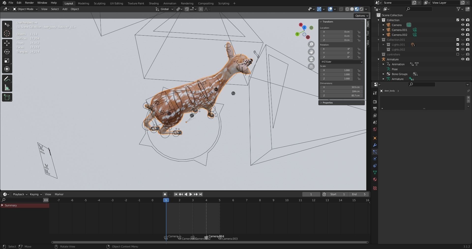 Fawn Deer Rigged and Animated Low-poly 3D model_15