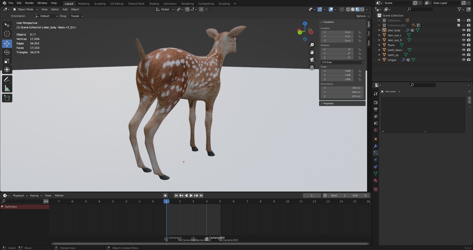 Fawn Deer Rigged and Animated Low-poly 3D model_22