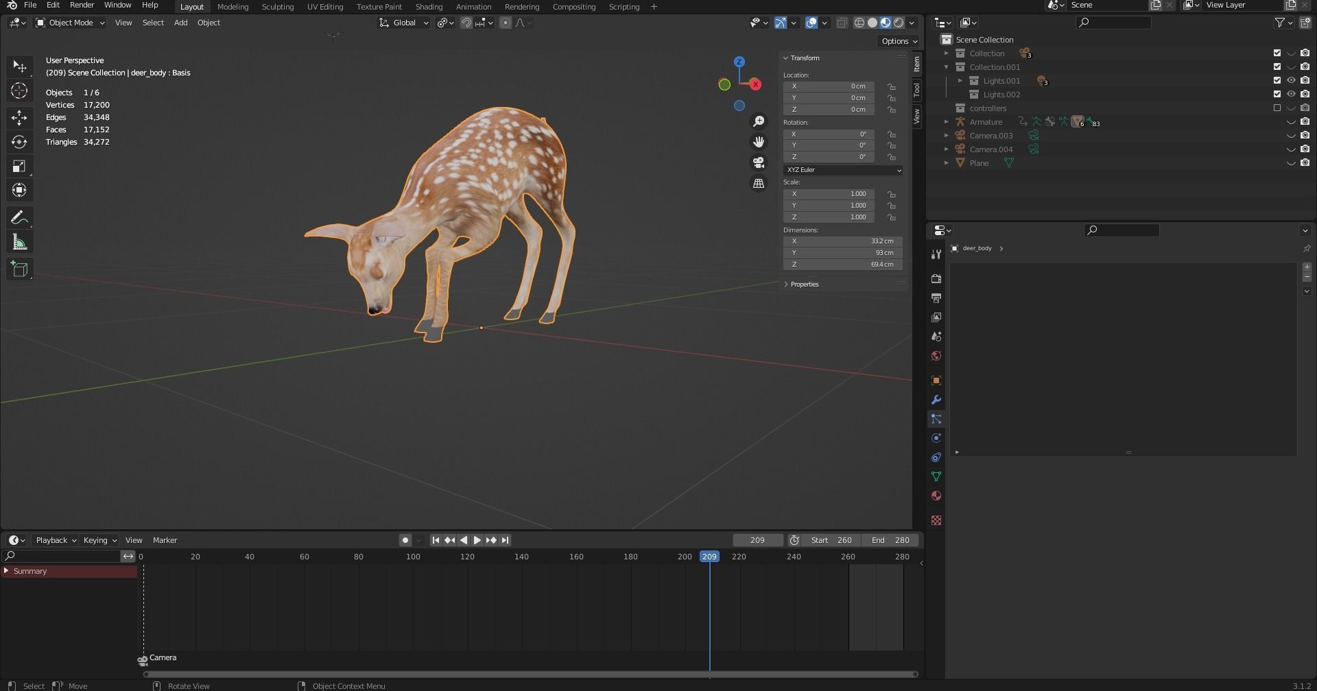 Fawn Deer Rigged and Animated Low-poly 3D model_18