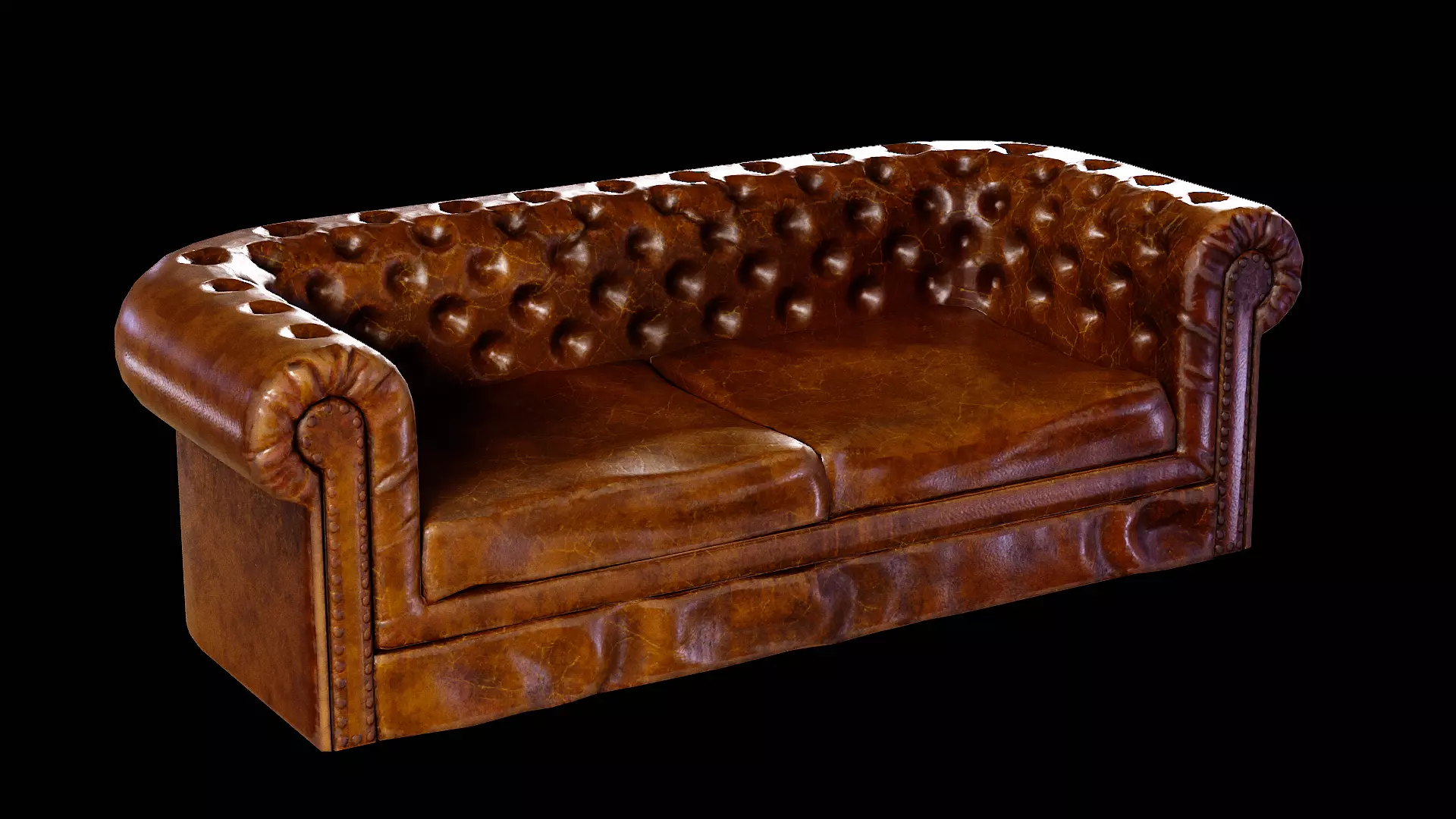 Chesterfield Couch Low-poly 3D model_0