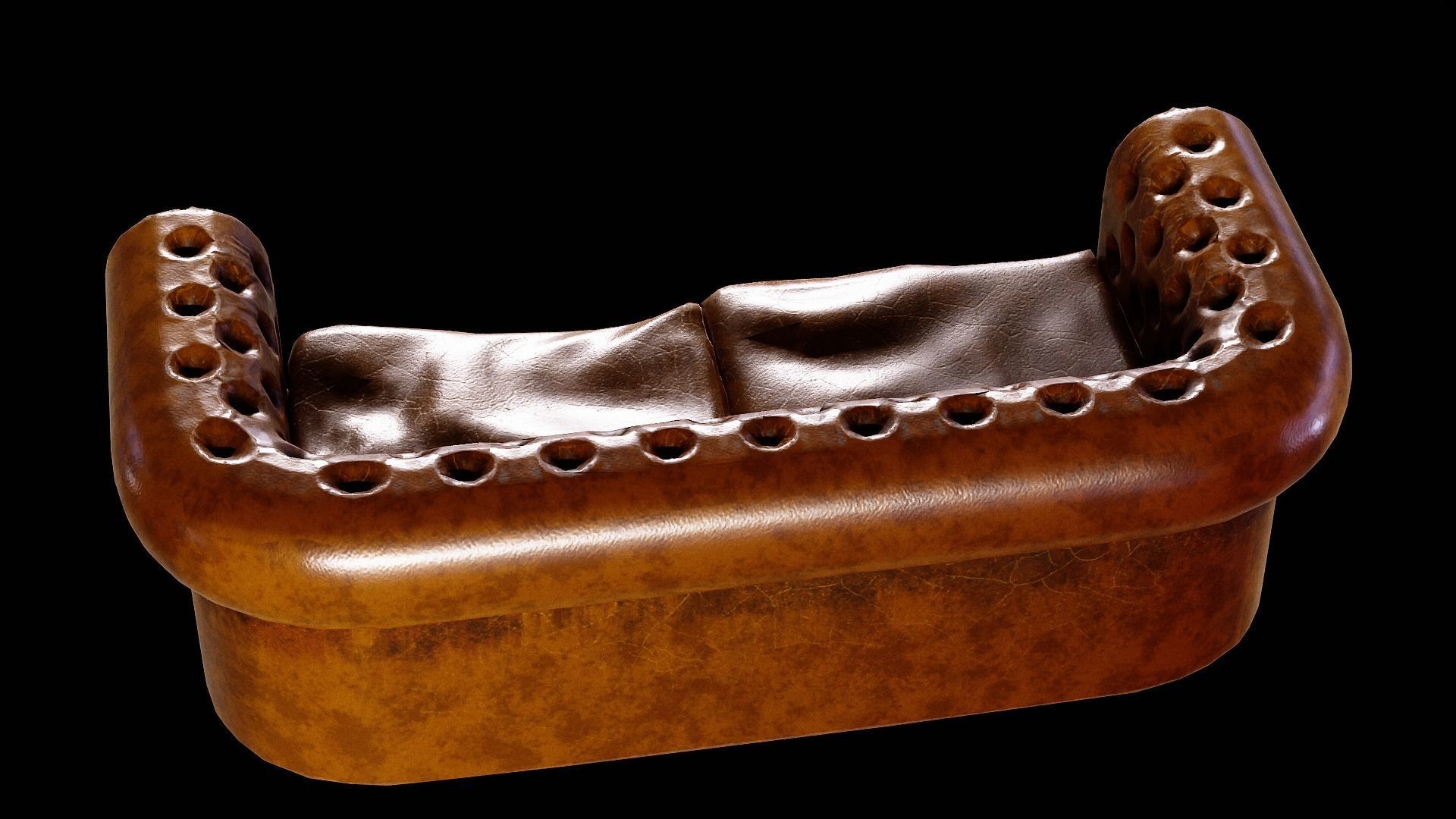 Chesterfield Couch Low-poly 3D model_5