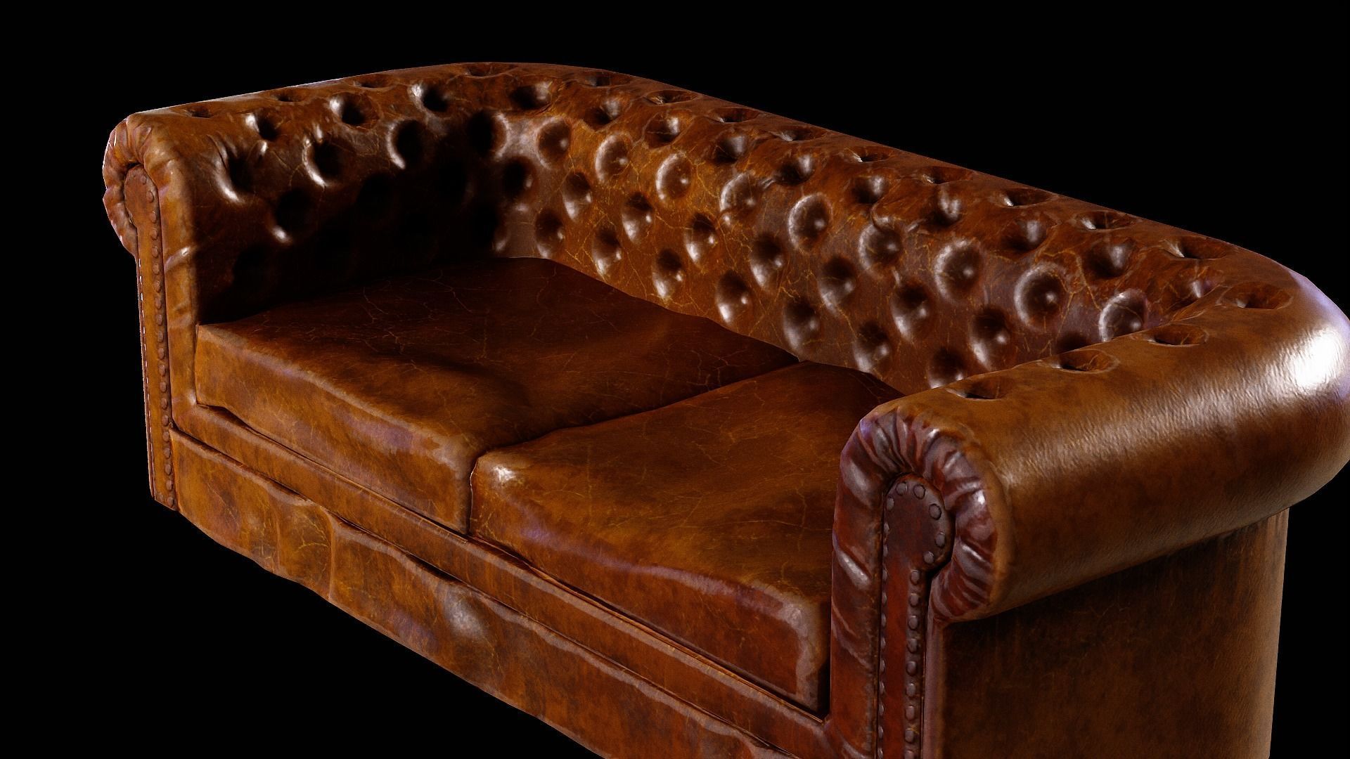 Chesterfield Couch Low-poly 3D model_3