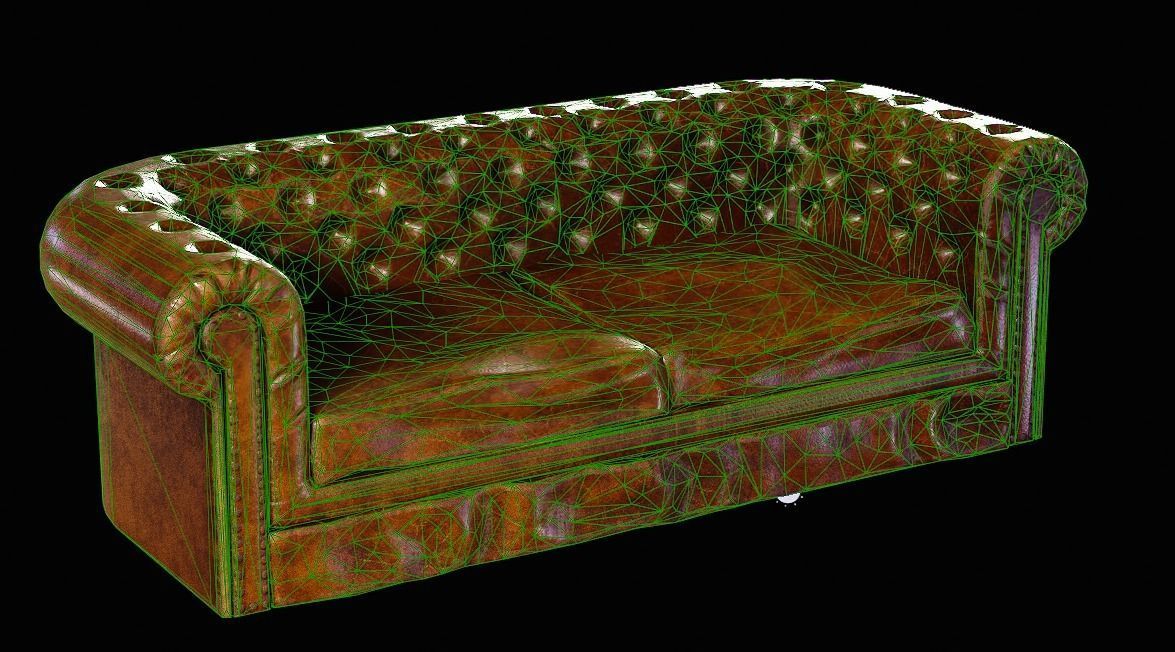 Chesterfield Couch Low-poly 3D model_7