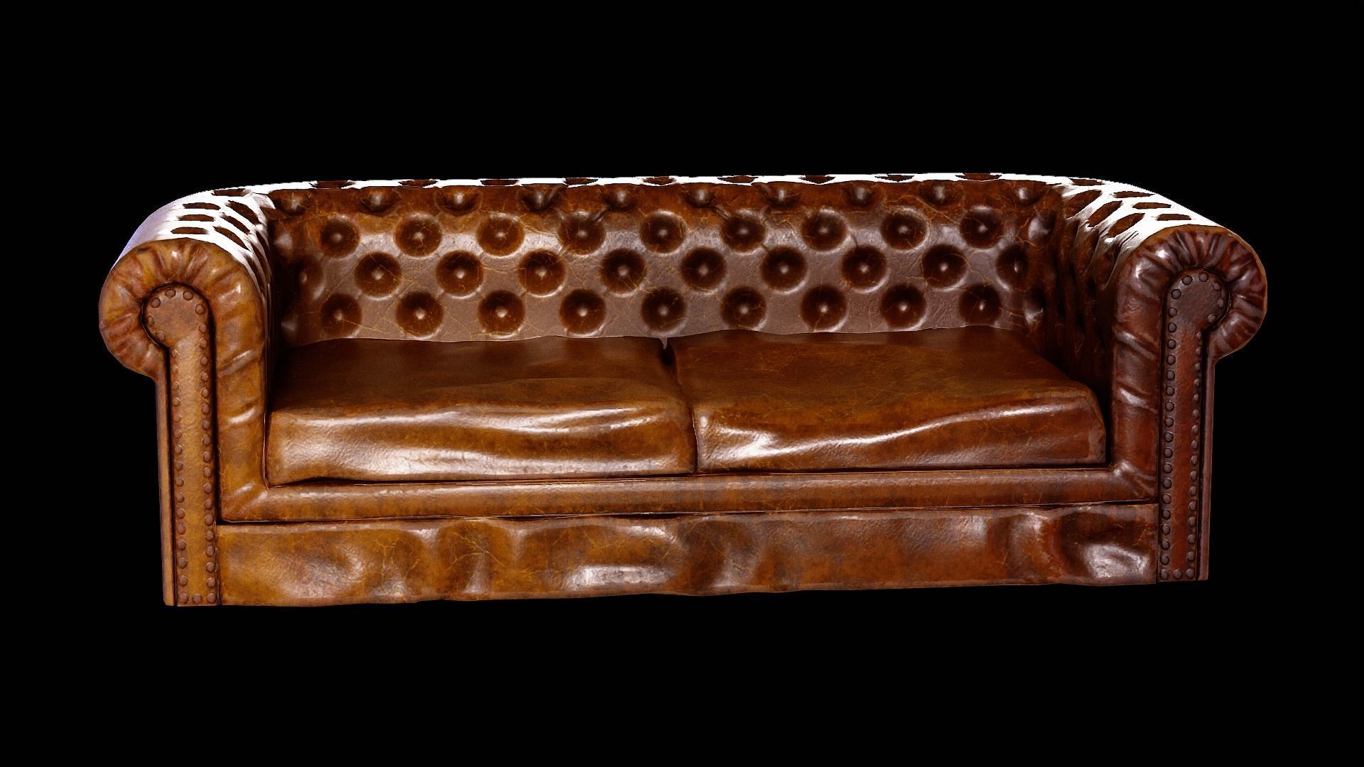 Chesterfield Couch Low-poly 3D model_2