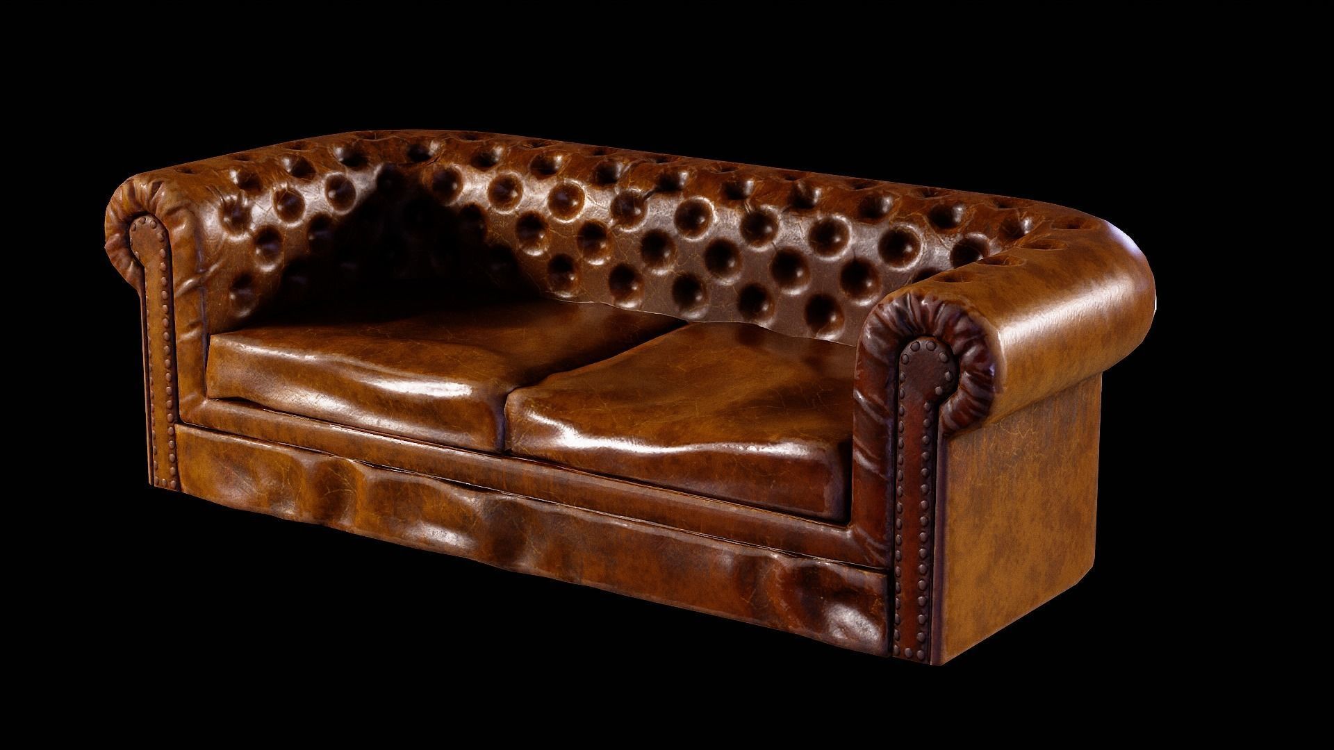 Chesterfield Couch Low-poly 3D model_1