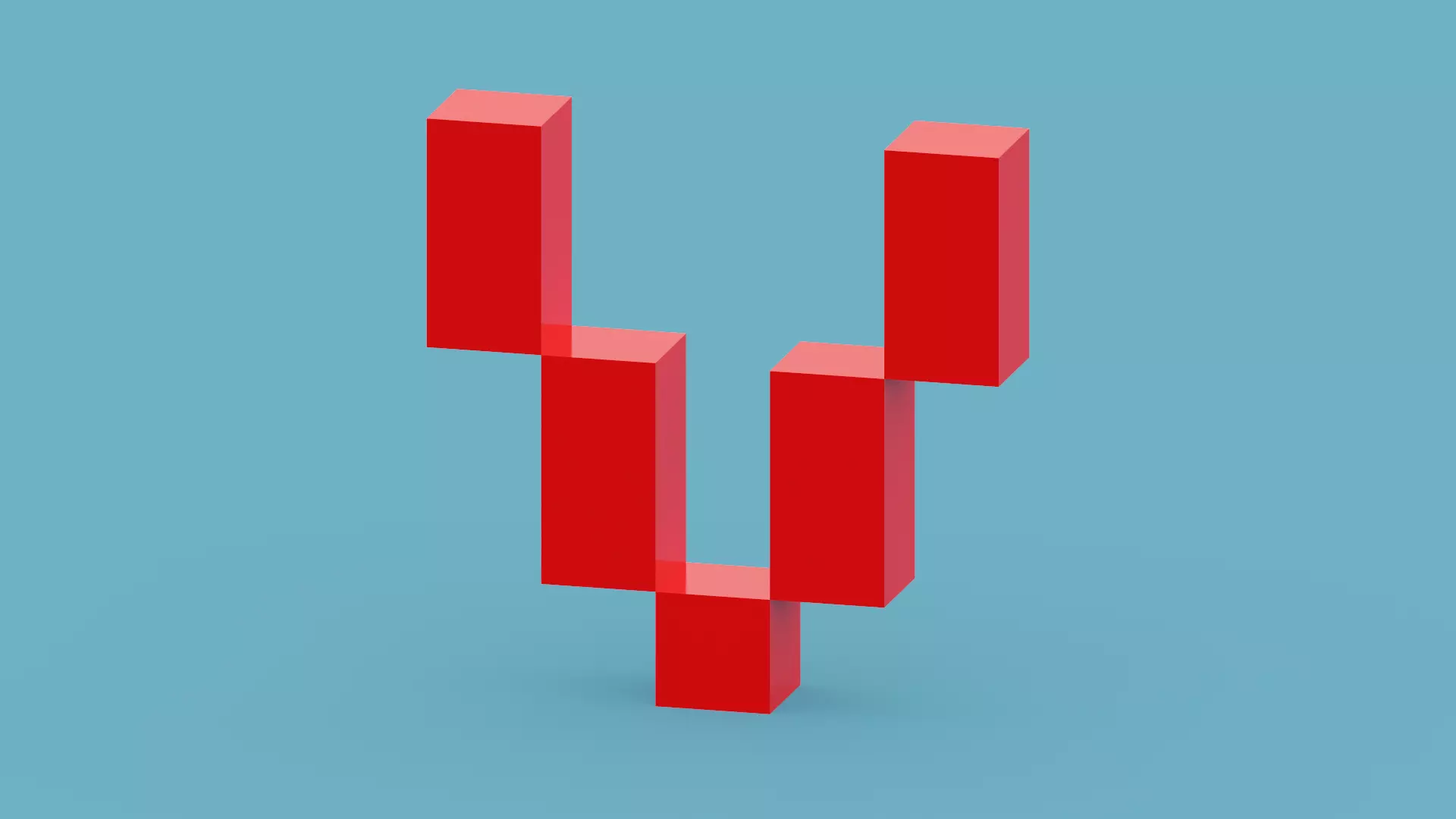 Pixel Letter V Low-poly 3D model_0