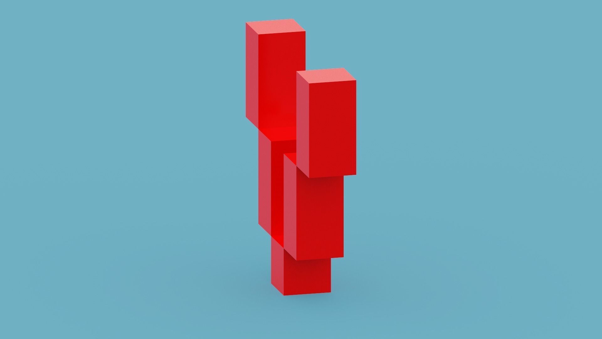 Pixel Letter V Low-poly 3D model_8