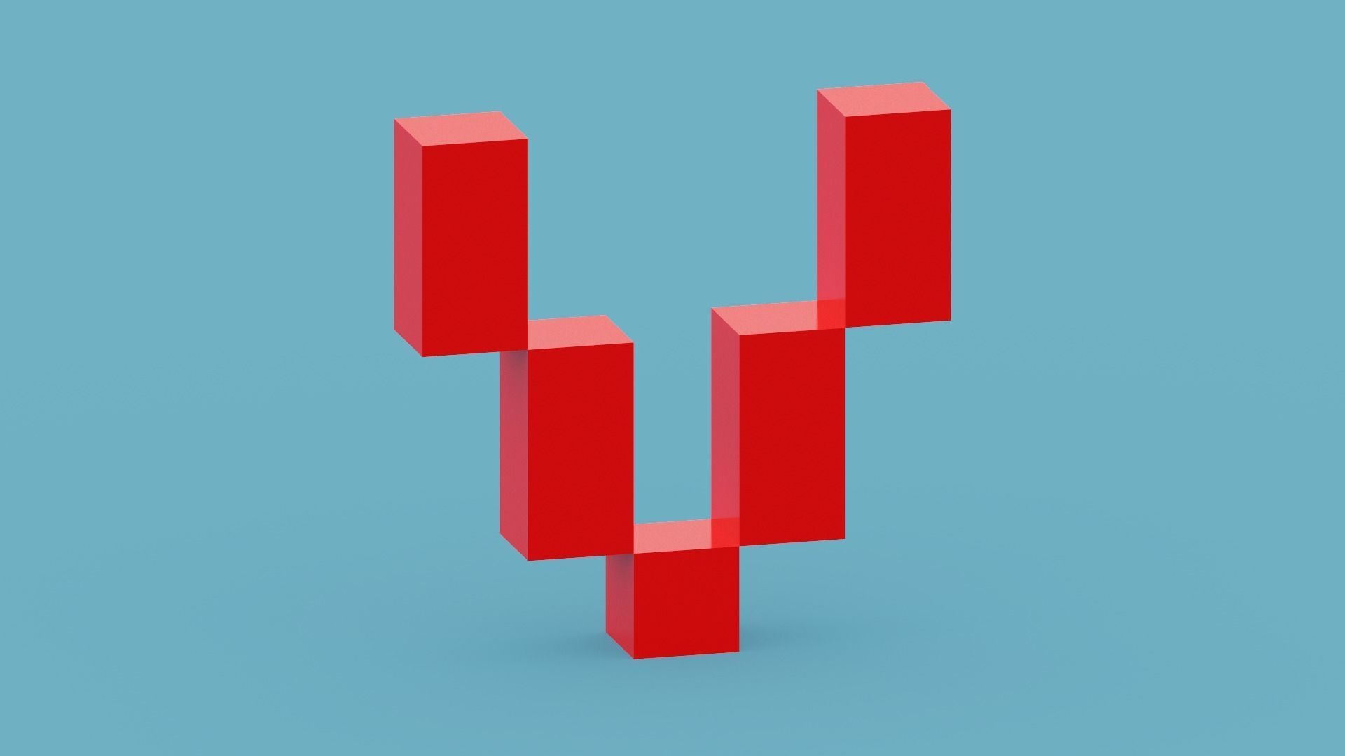 Pixel Letter V Low-poly 3D model_11