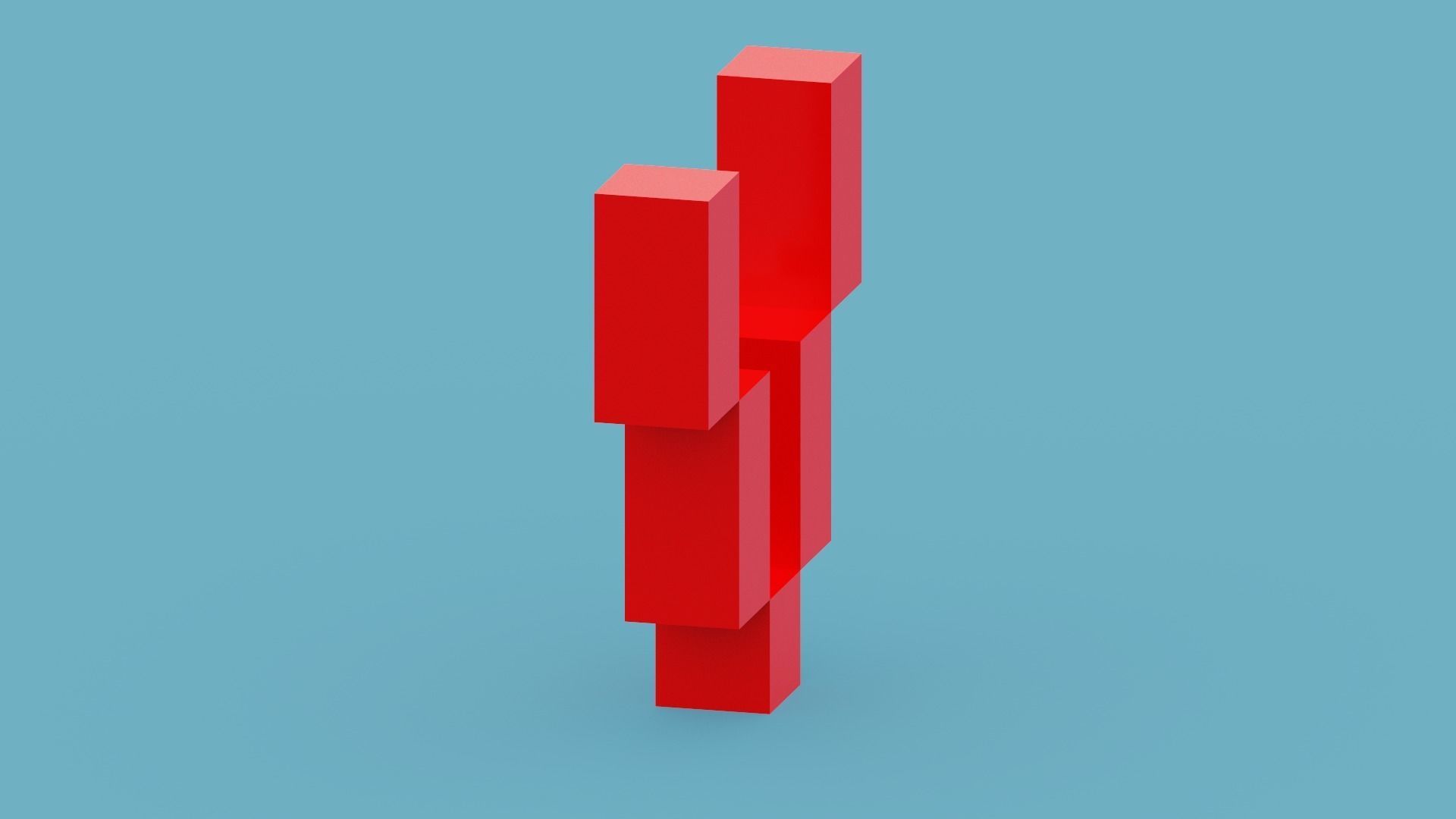 Pixel Letter V Low-poly 3D model_9