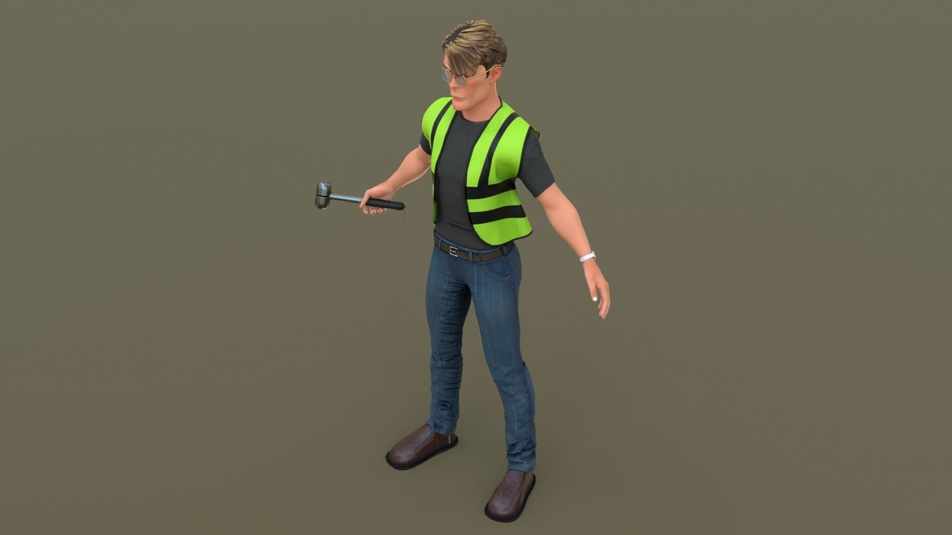 Stylized Engineer Character 3D model_31