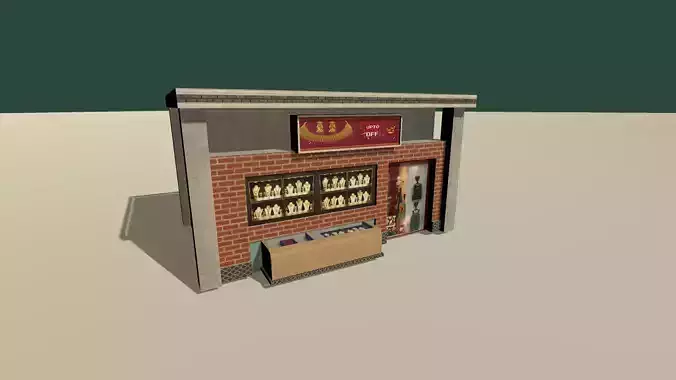 Bus Stand and Shop Low-poly 3D model