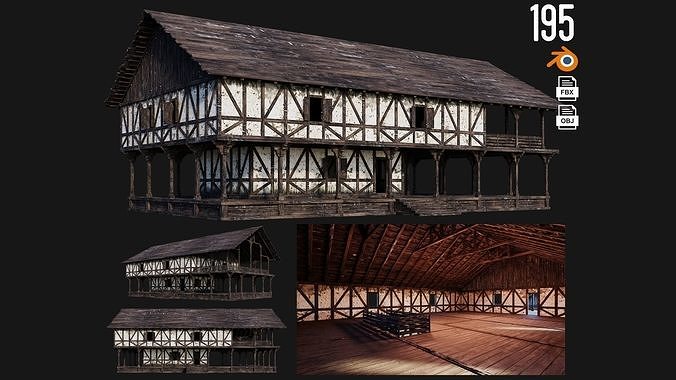Old Medieval House Building 4K Textures GameReady 195 Low-poly 3D model