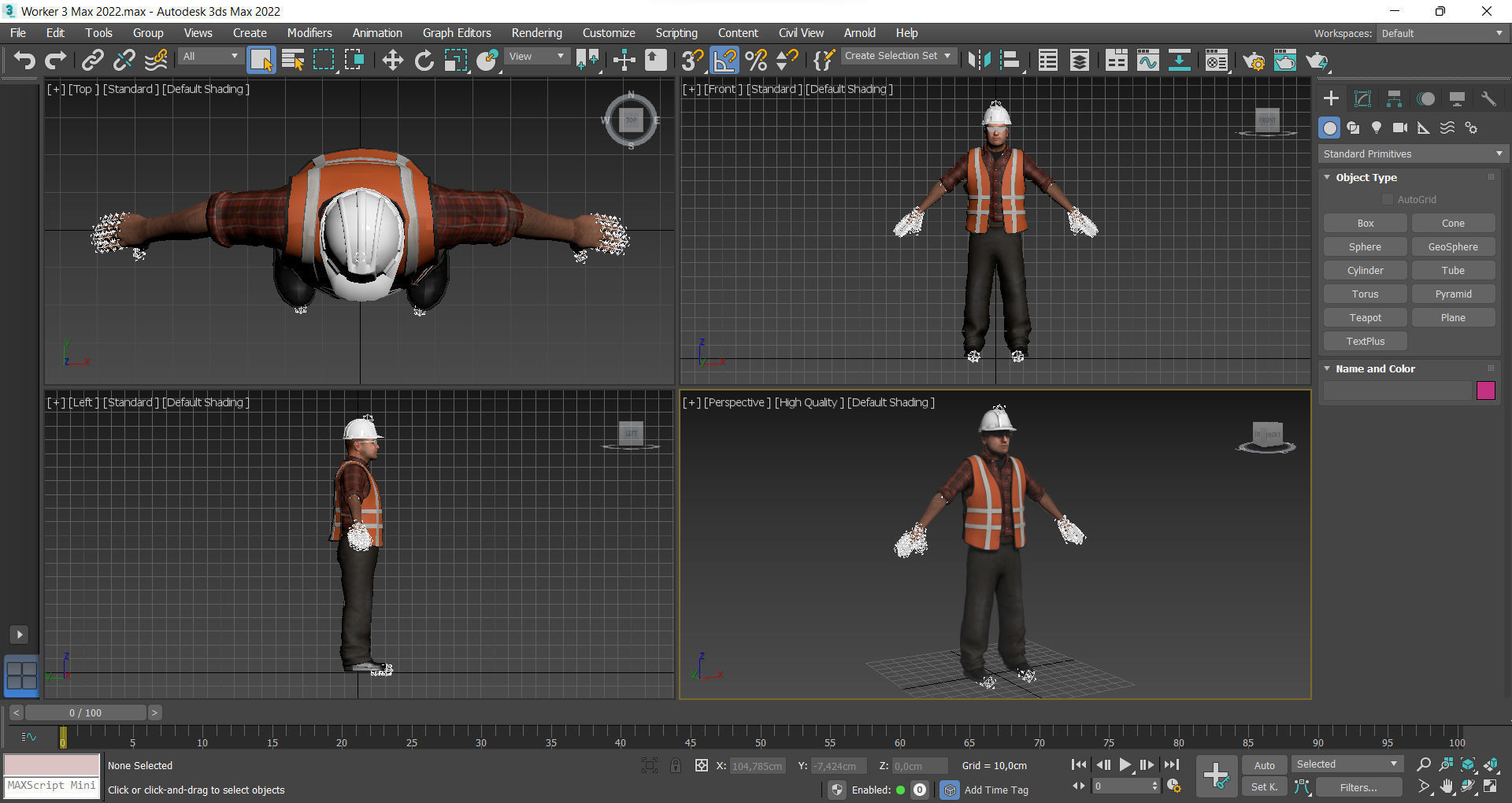 Worker 3 construction wearing hard hat and safety vest Low-poly 3D model_11