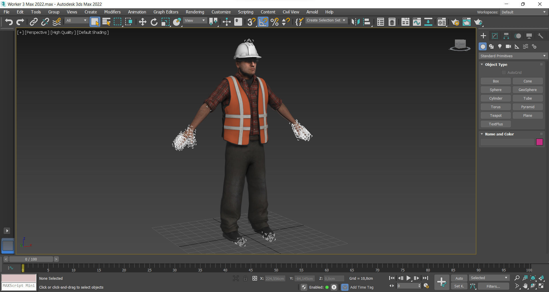 Worker 3 construction wearing hard hat and safety vest Low-poly 3D model_12