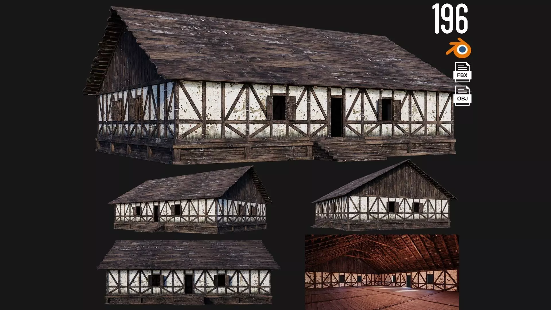 Old Medieval House Building 4K Textures GameReady 196 Low-poly 3D model_0