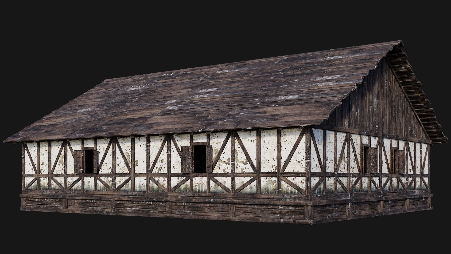Old Medieval House Building 4K Textures GameReady 196 Low-poly 3D model_9