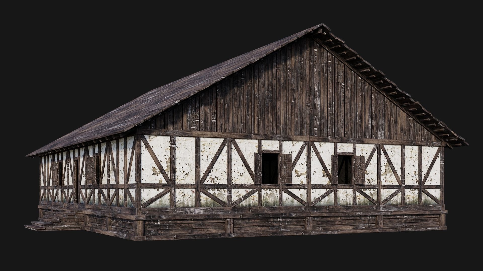 Old Medieval House Building 4K Textures GameReady 196 Low-poly 3D model_3