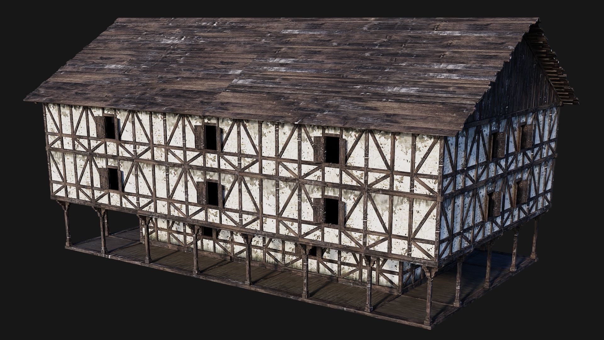 4 Old Medieval Building Pack 4K Textures GameReady 193 to 196 Low-poly 3D model_20