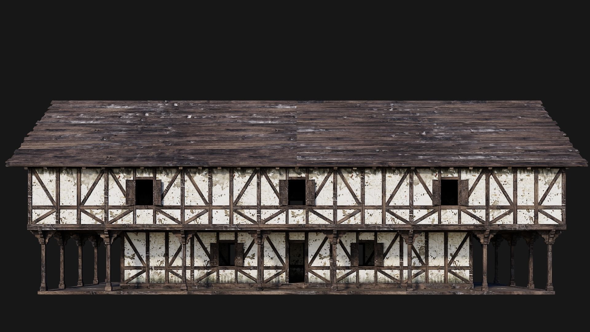4 Old Medieval Building Pack 4K Textures GameReady 193 to 196 Low-poly 3D model_15