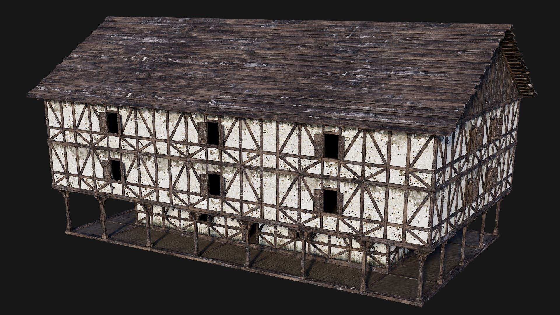 4 Old Medieval Building Pack 4K Textures GameReady 193 to 196 Low-poly 3D model_29