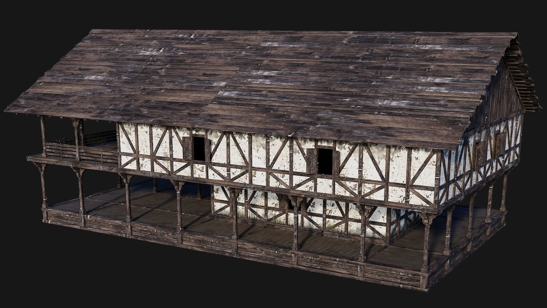 4 Old Medieval Building Pack 4K Textures GameReady 193 to 196 Low-poly 3D model_31