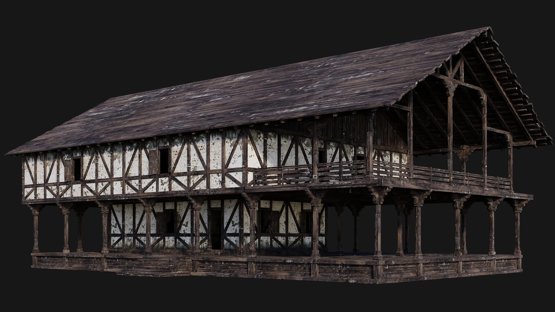 4 Old Medieval Building Pack 4K Textures GameReady 193 to 196 Low-poly 3D model_34