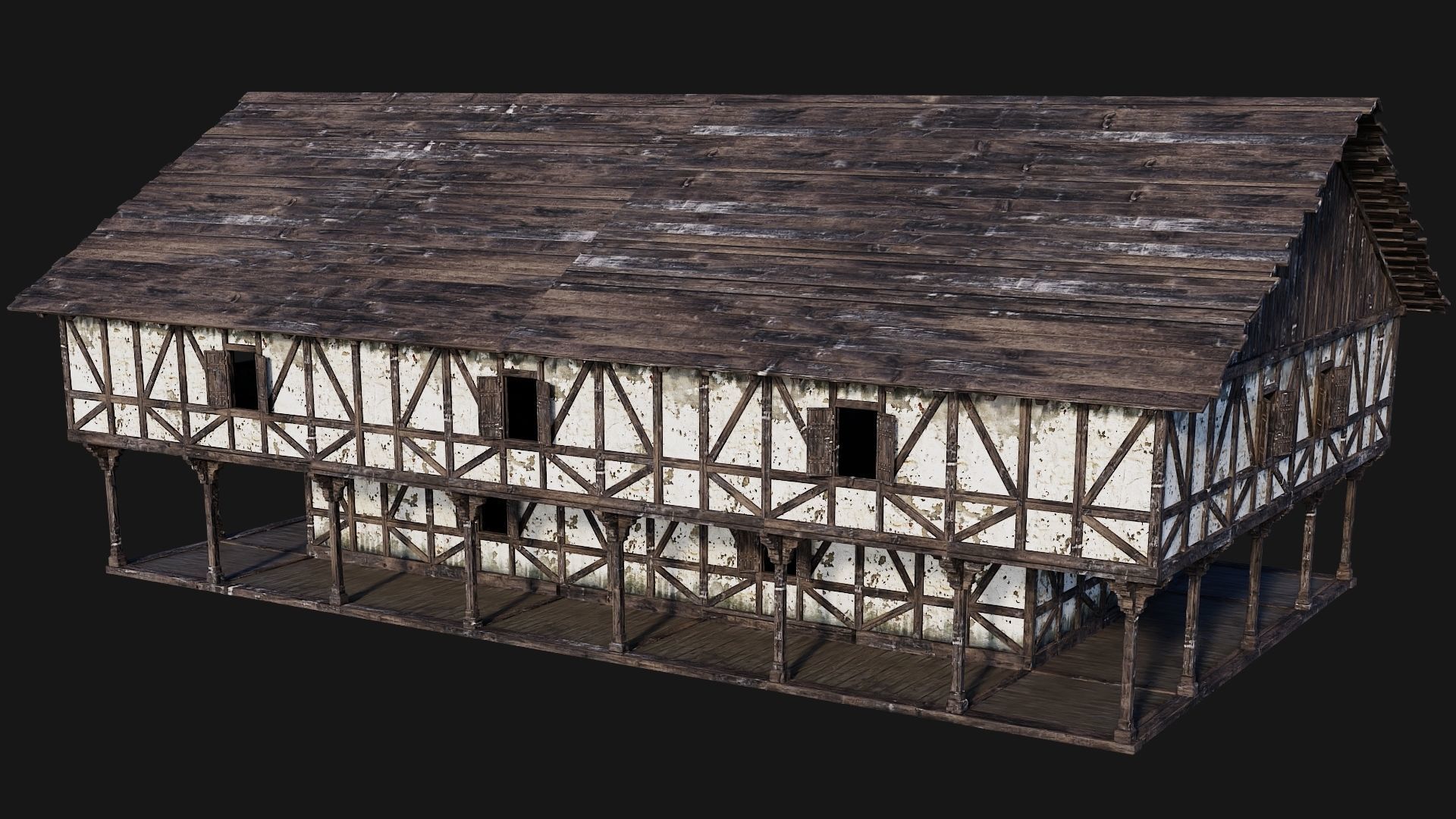 4 Old Medieval Building Pack 4K Textures GameReady 193 to 196 Low-poly 3D model_11