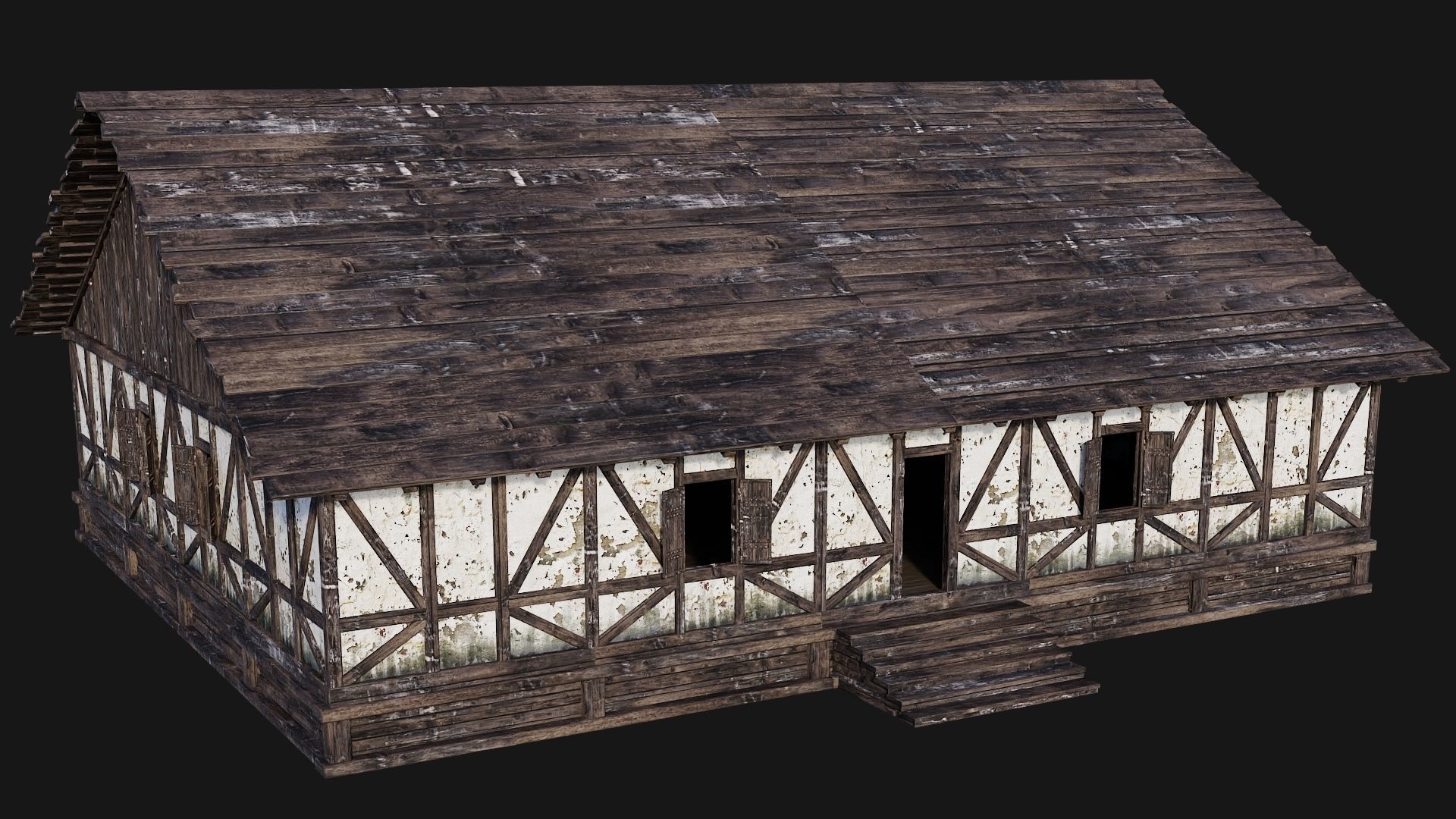 4 Old Medieval Building Pack 4K Textures GameReady 193 to 196 Low-poly 3D model_50
