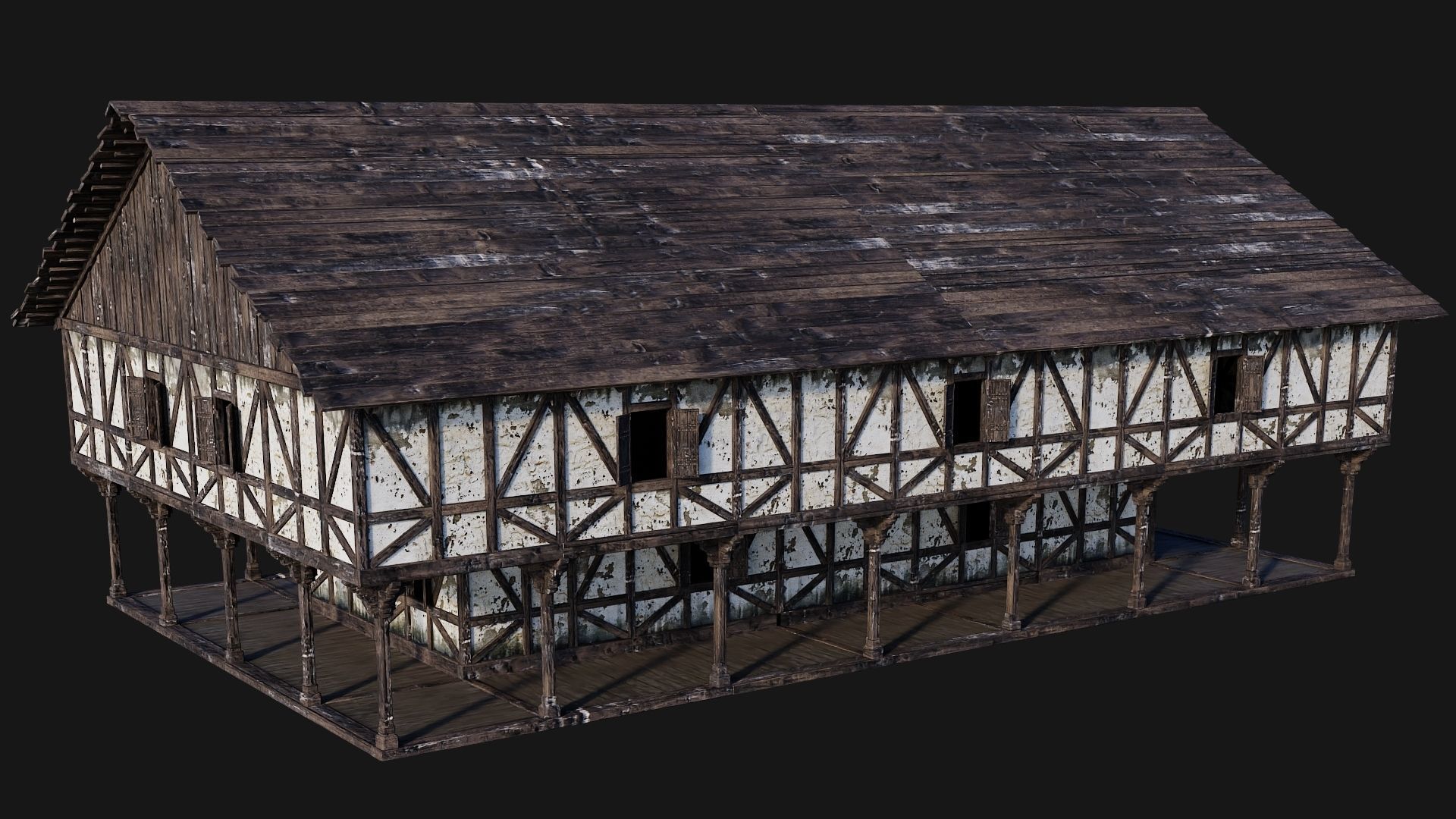 4 Old Medieval Building Pack 4K Textures GameReady 193 to 196 Low-poly 3D model_19